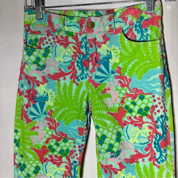 Girls Lilly Pulitzer size 10 Corduroy Colorful Pants Salamander Lizard Gecko Fun - Picture 6 of 12